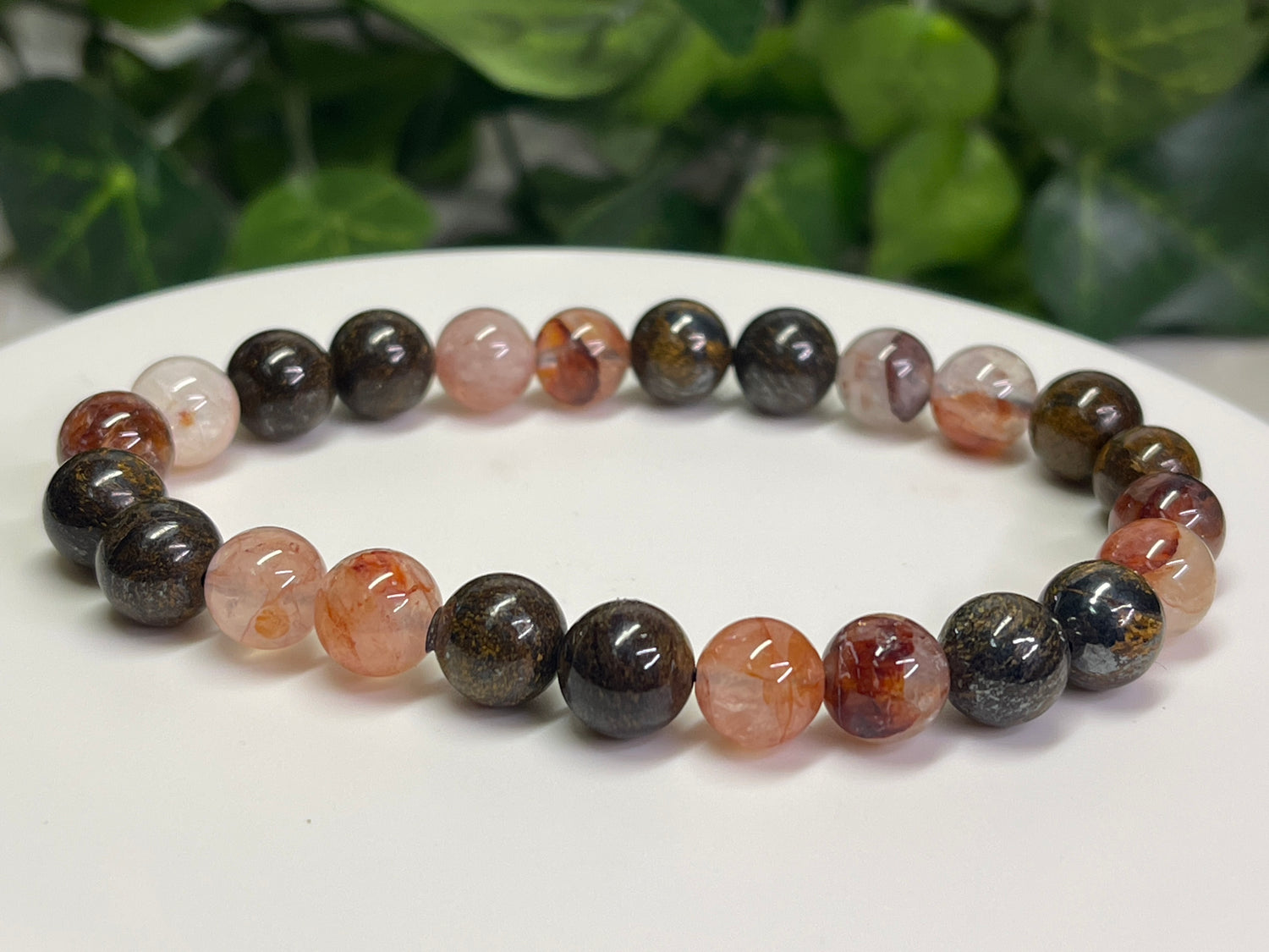 8mm Fire Quartz with Bronzite Bracelet
