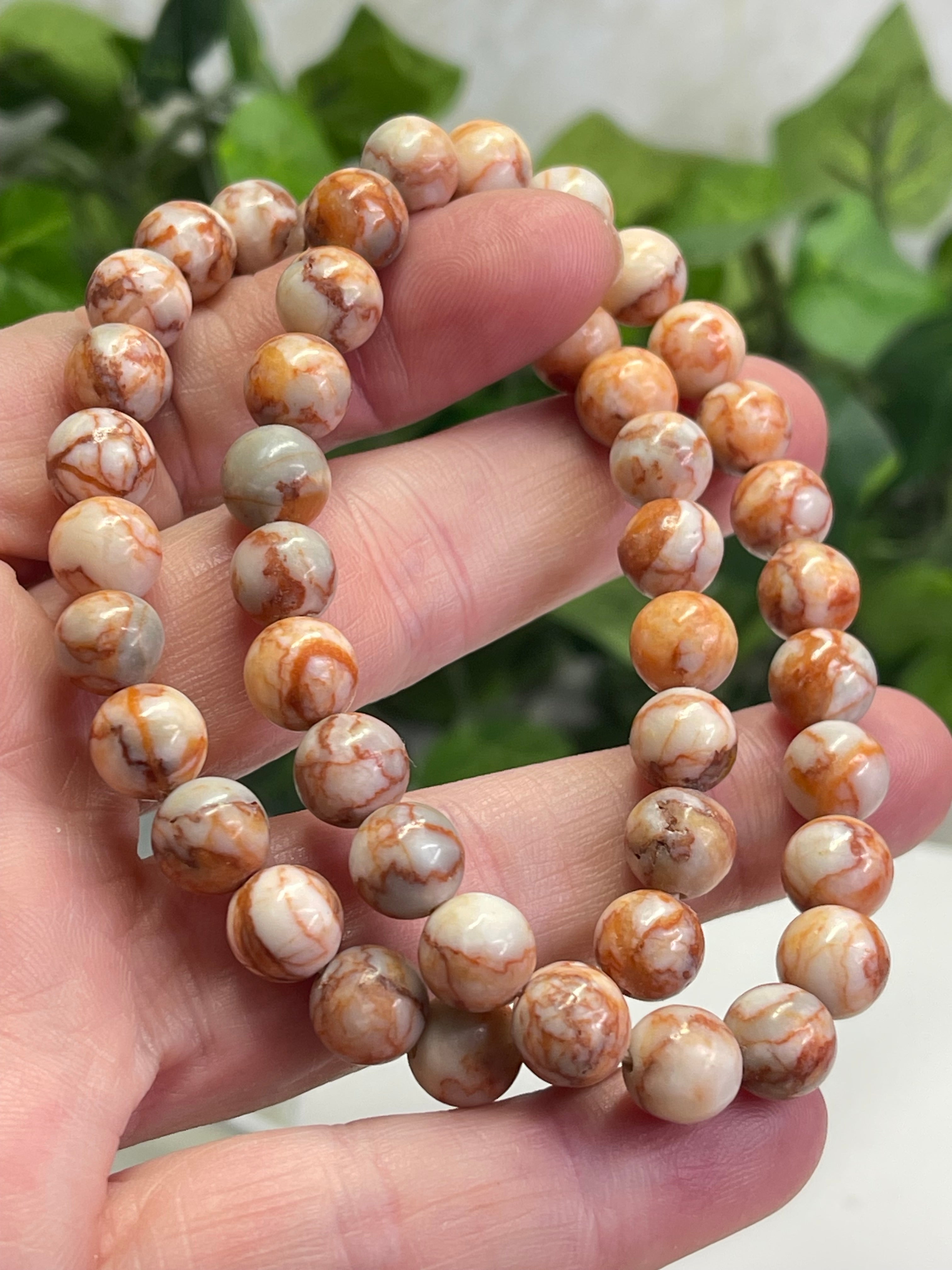 Red Network Jasper 8mm Beaded Bracelet