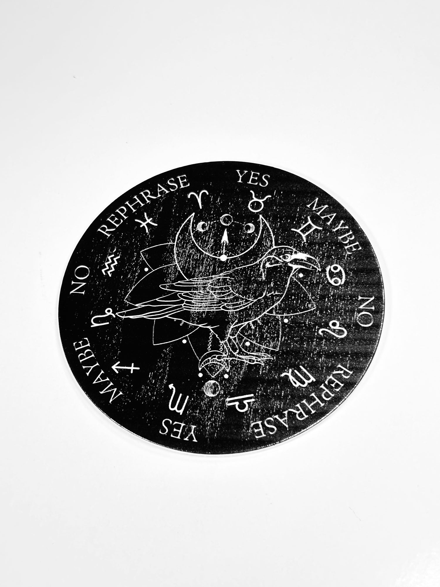 Small Moon &amp; Crow Pendulum Board, Double Sided. 4"