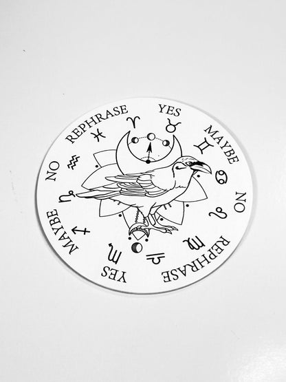 Small Moon &amp; Crow Pendulum Board, Double Sided. 4"