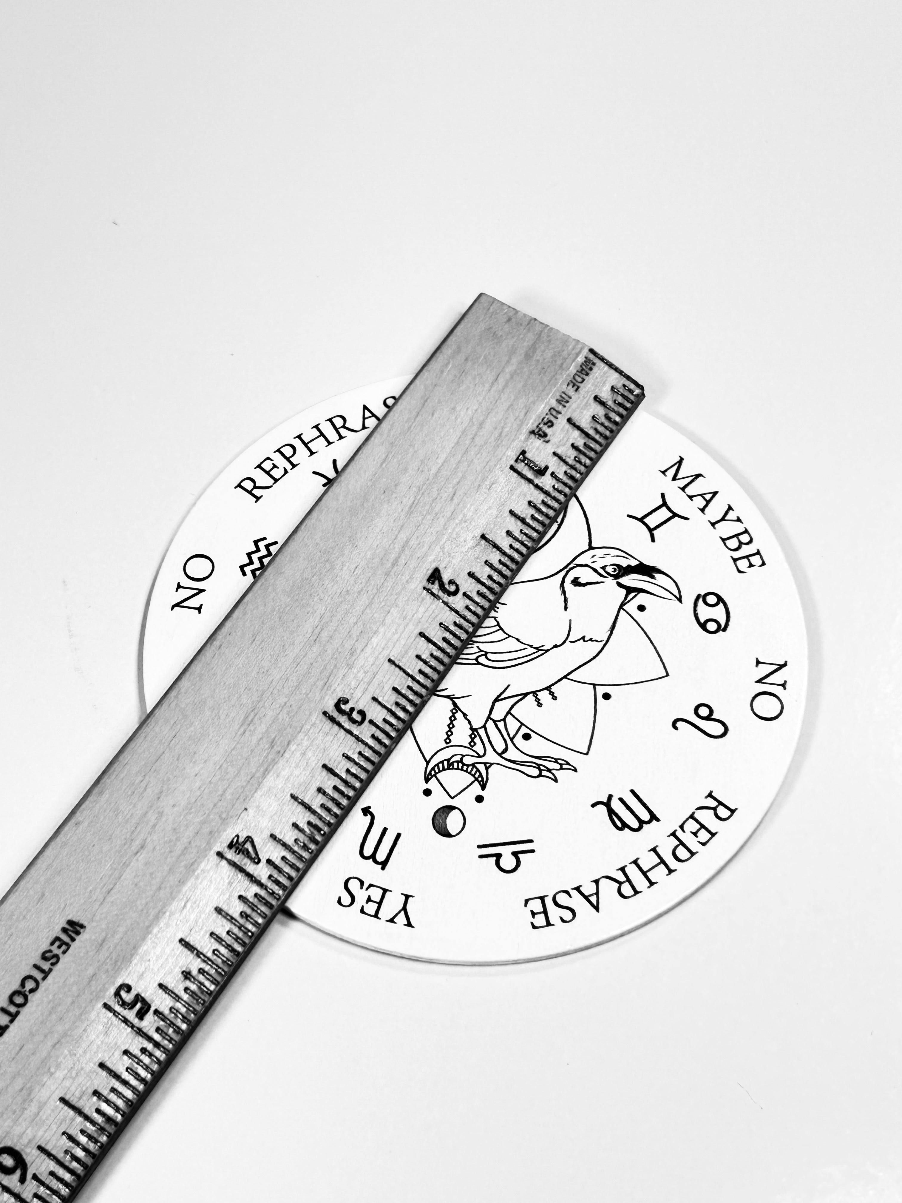 Small Moon &amp; Crow Pendulum Board, Double Sided. 4"