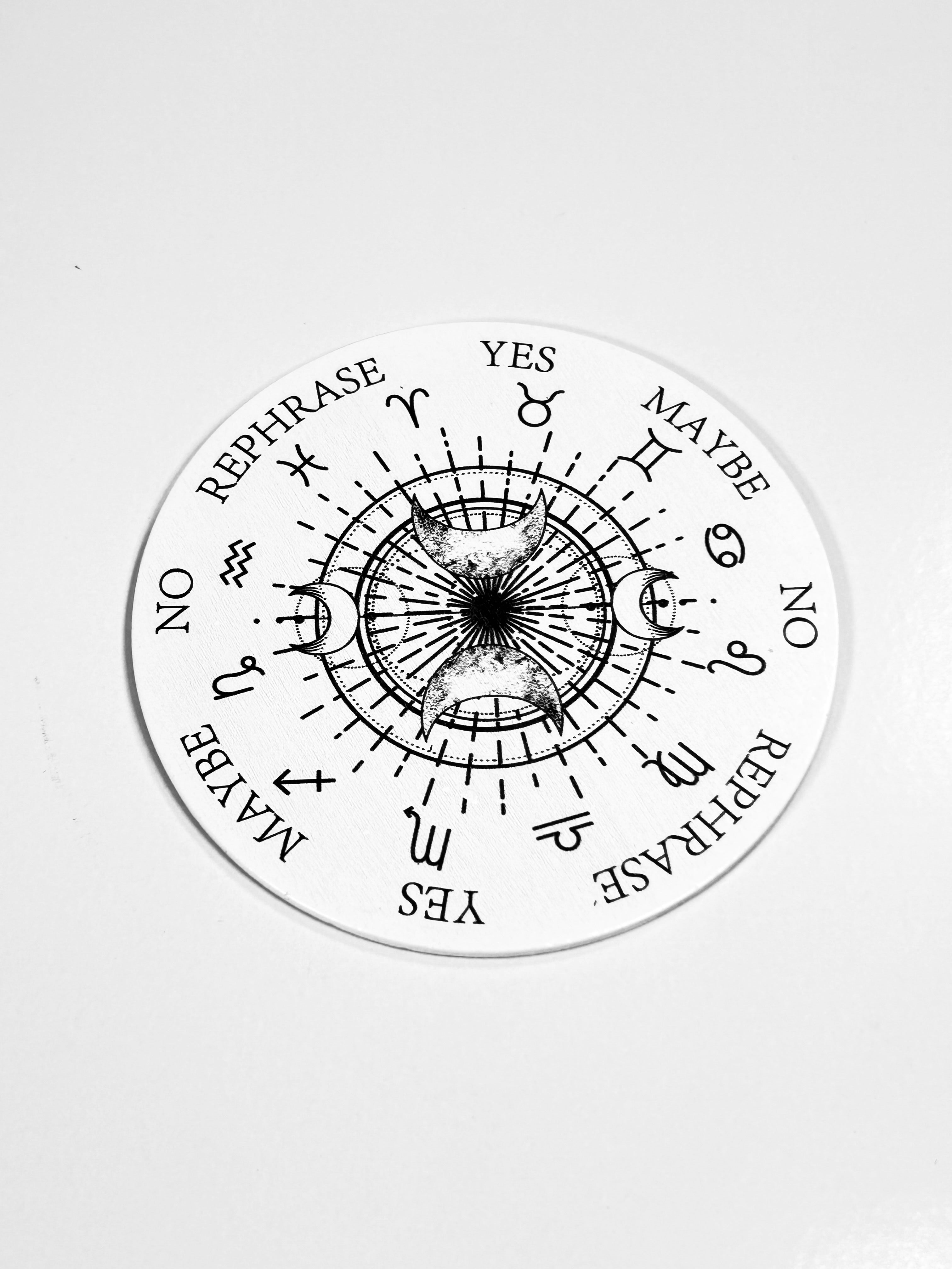 Small Moon &amp; Zodiac Pendulum Board, Double Sided. 4"