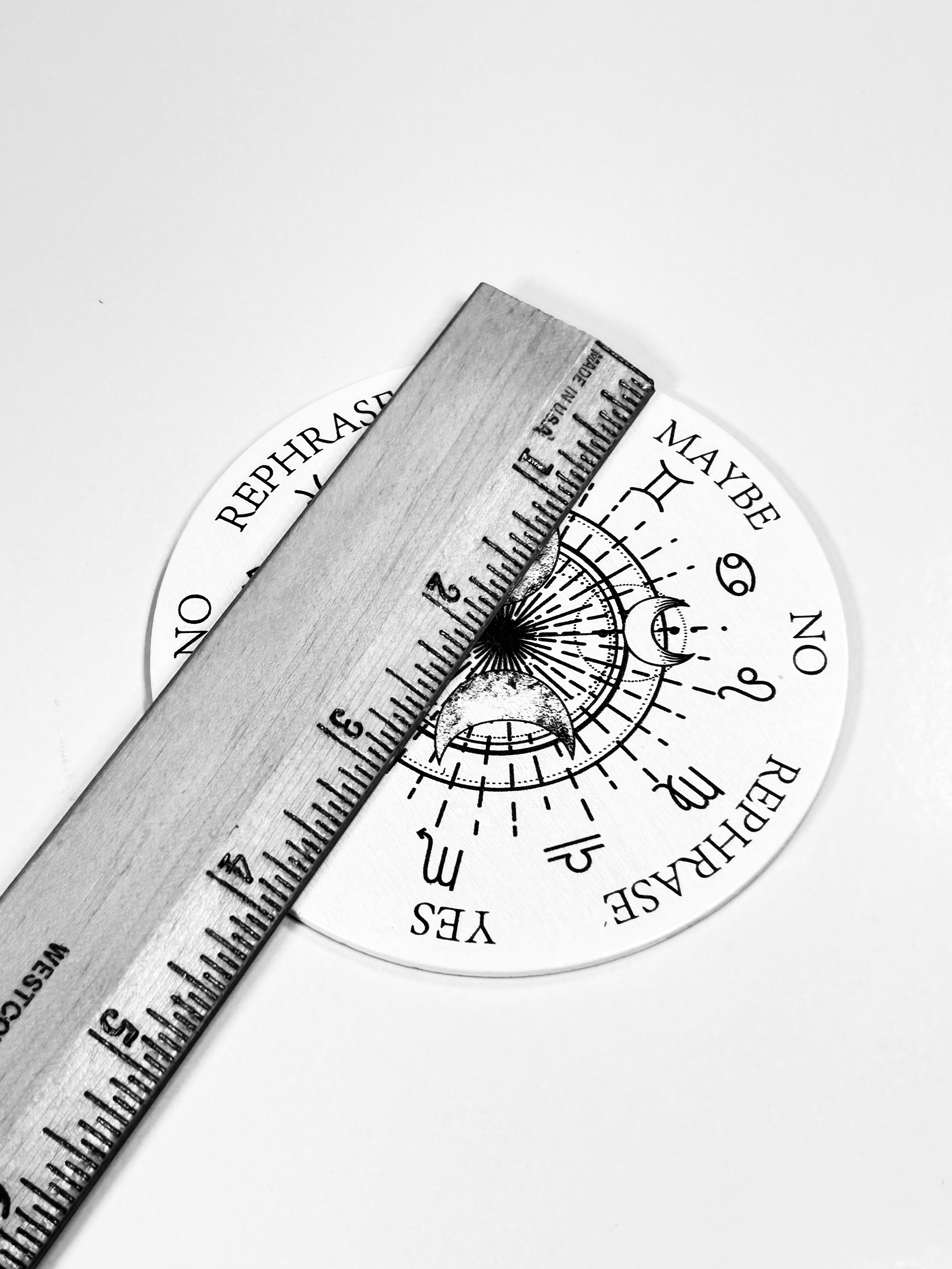 Small Moon &amp; Zodiac Pendulum Board, Double Sided. 4"