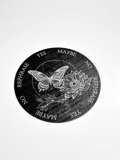 Small Lotus &amp; Butterfly Pendulum Board, Double Sided. 4"