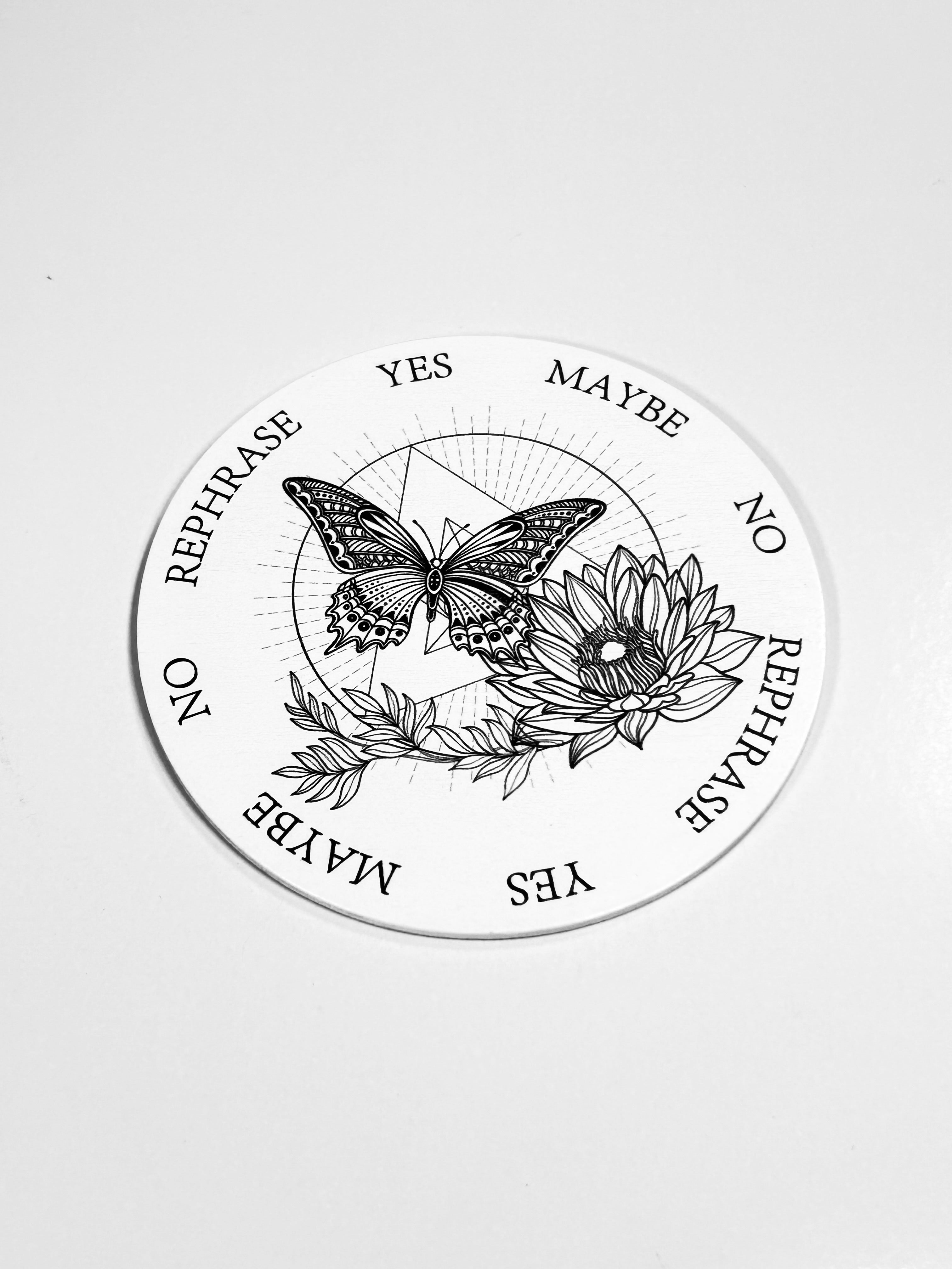 Small Lotus &amp; Butterfly Pendulum Board, Double Sided. 4"