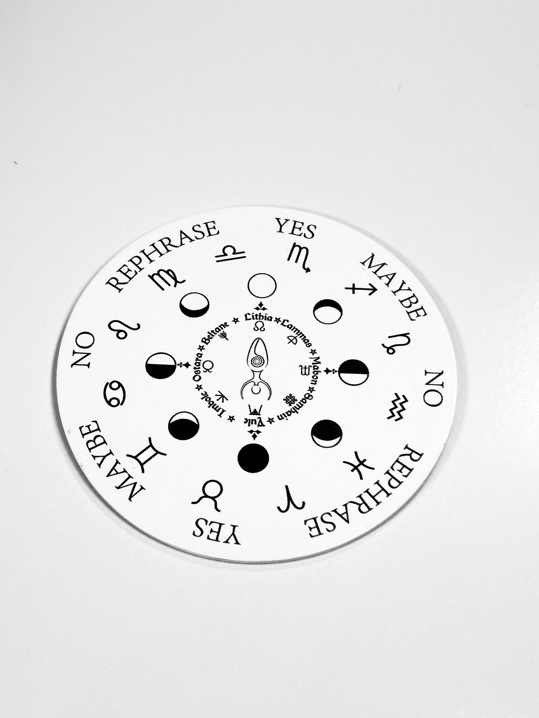 Small Moon &amp; Zodiac Pendulum Board, Double Sided. 4"