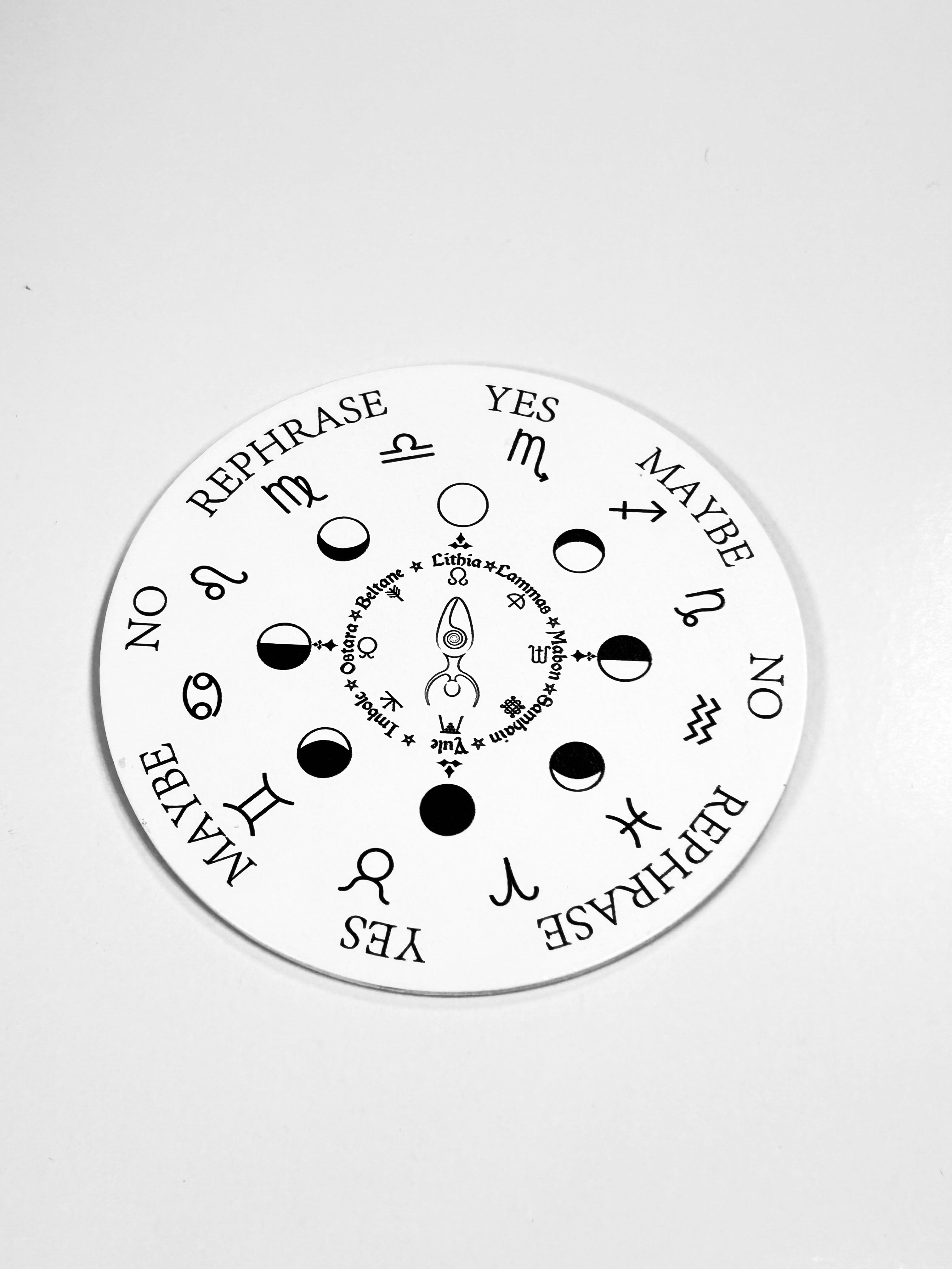 Small Moon &amp; Zodiac Pendulum Board, Double Sided. 4"