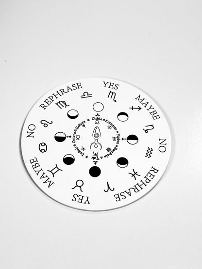 Small Moon &amp; Zodiac Pendulum Board, Double Sided. 4"