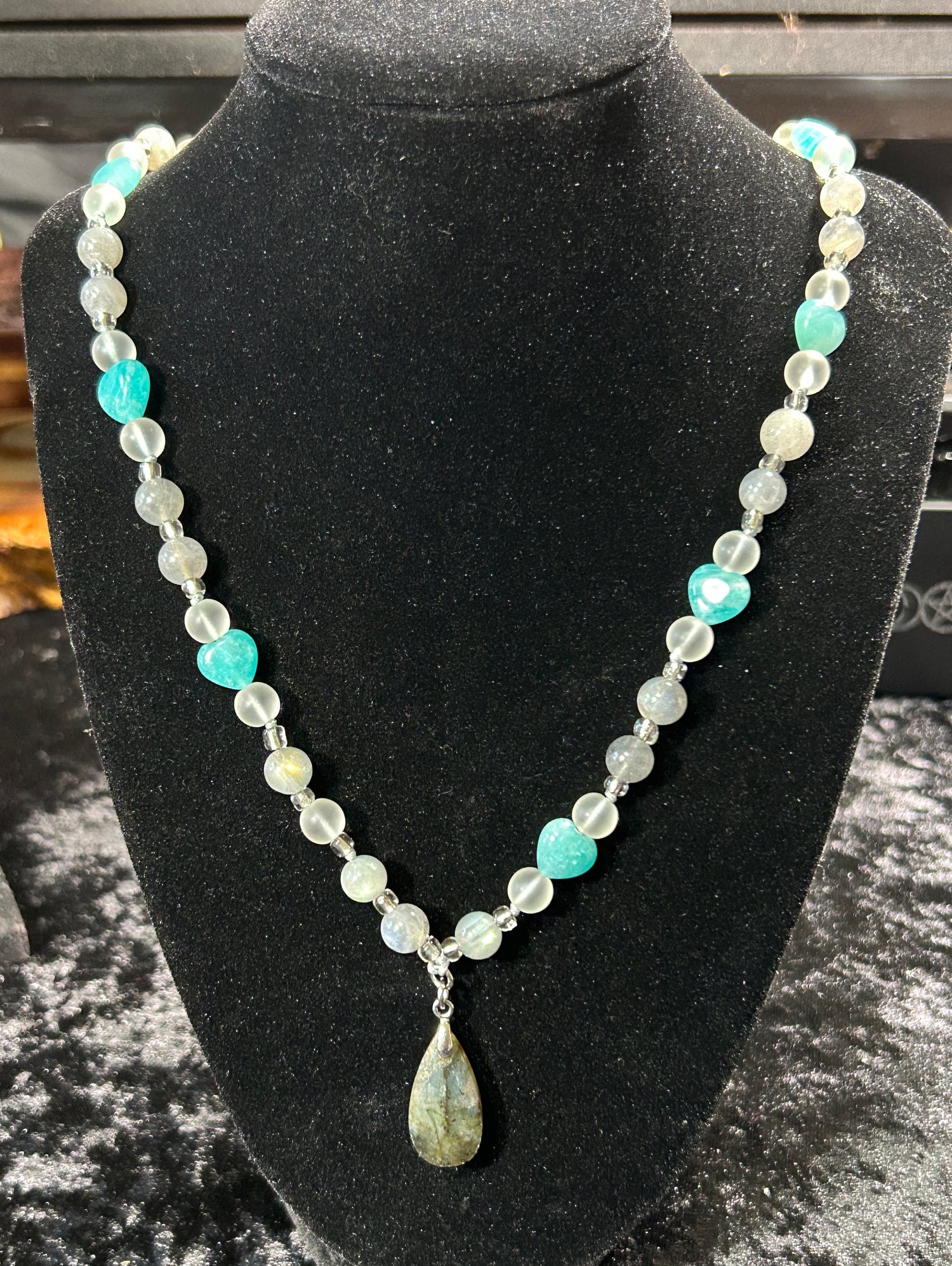 Stunning HQ Hand Knotted Labradorite &amp; Amazonite Necklace