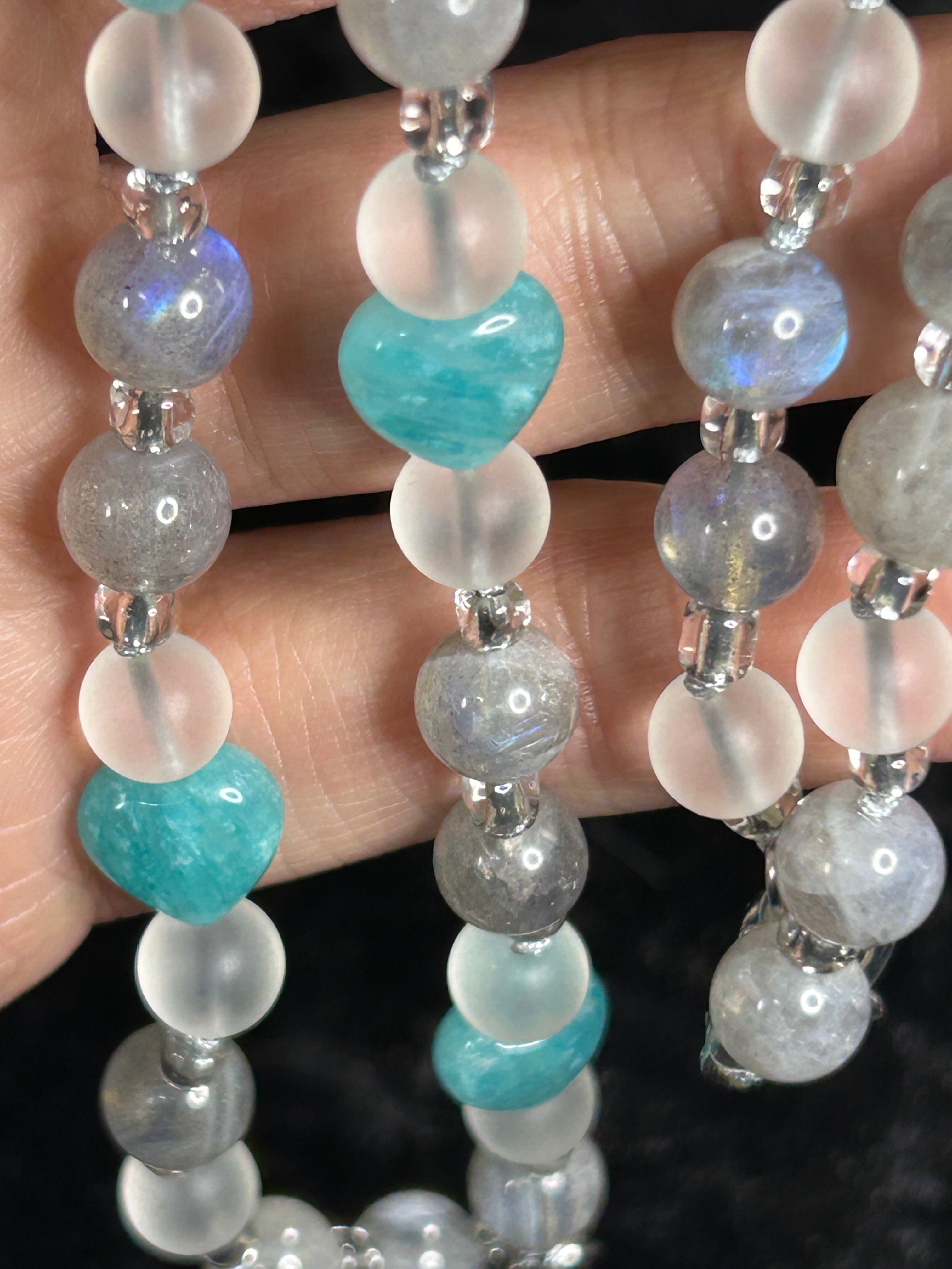 Stunning HQ Hand Knotted Labradorite &amp; Amazonite Necklace