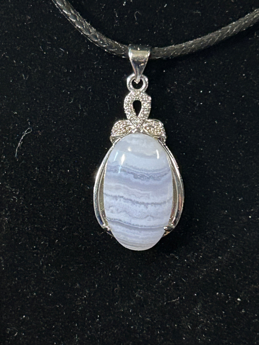 Beautiful Oval Blue Lace Agate Pendant