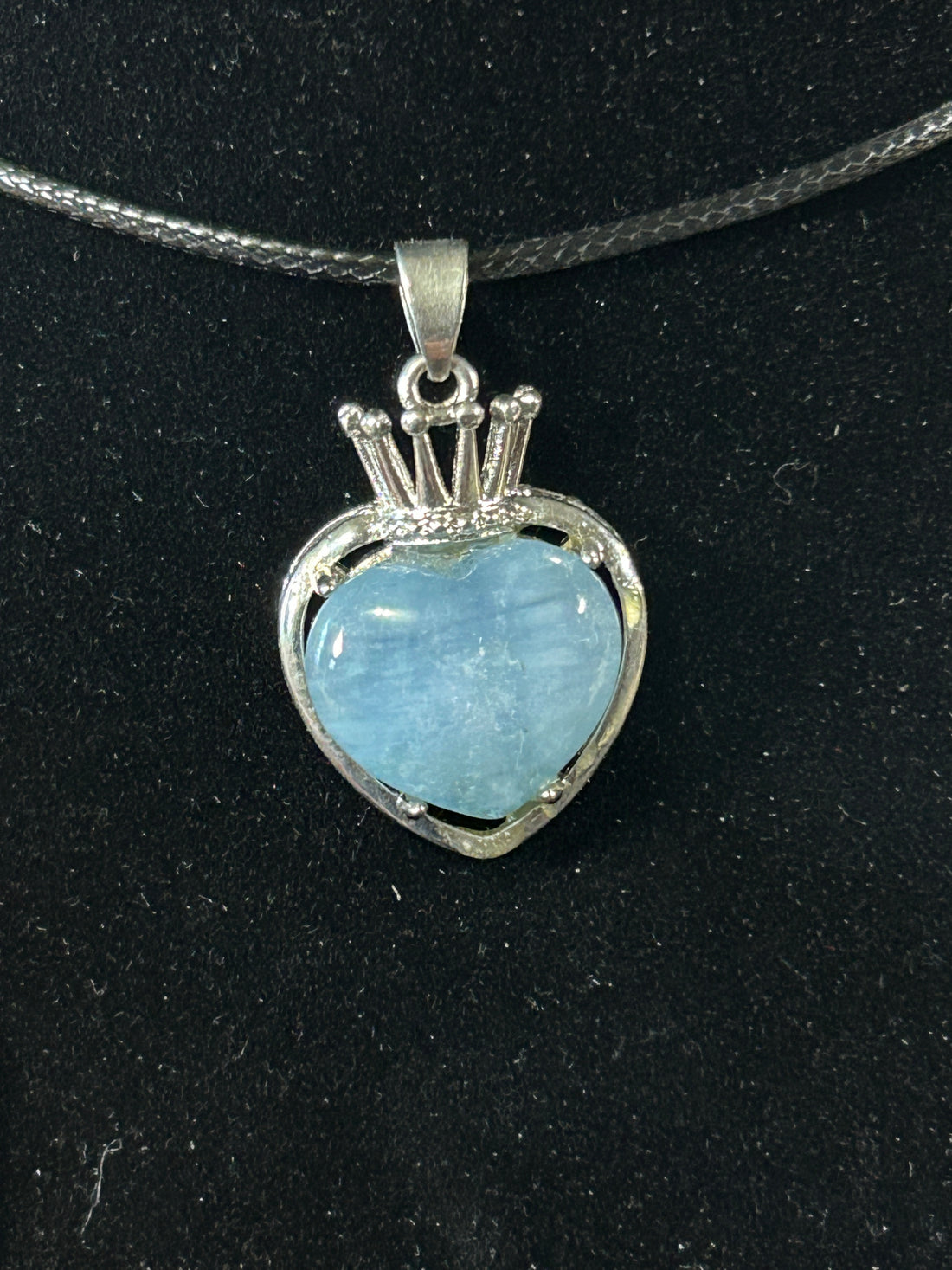 Beautiful Crowned Aquamarine Heart Pendant