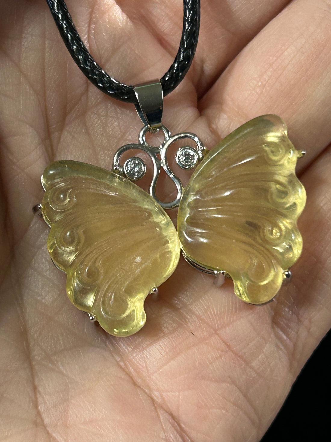 Beautiful HQ Yellow Fluorite Butterfly Pendant