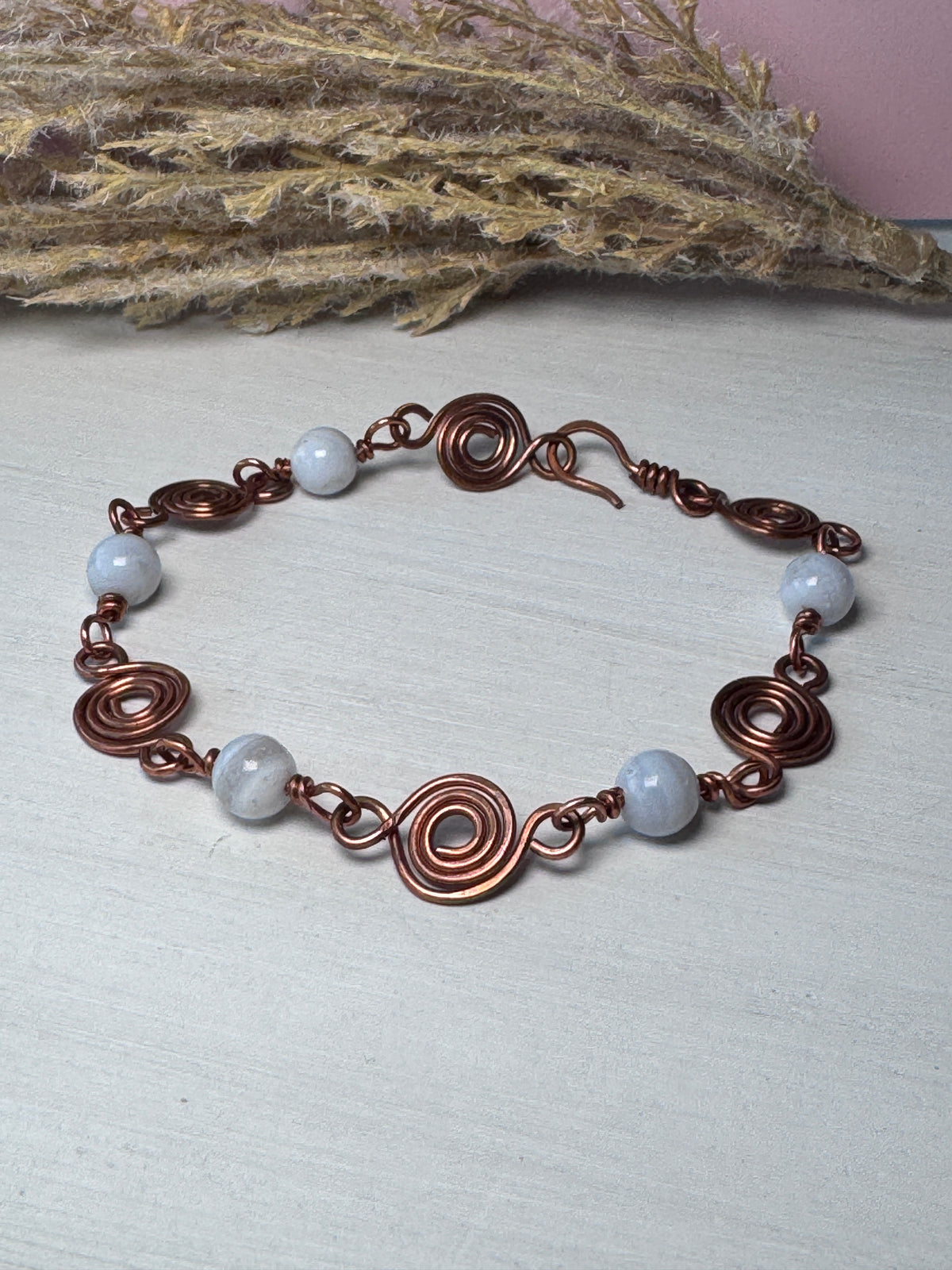 Blue Lace Agate &amp; Copper Bracelet