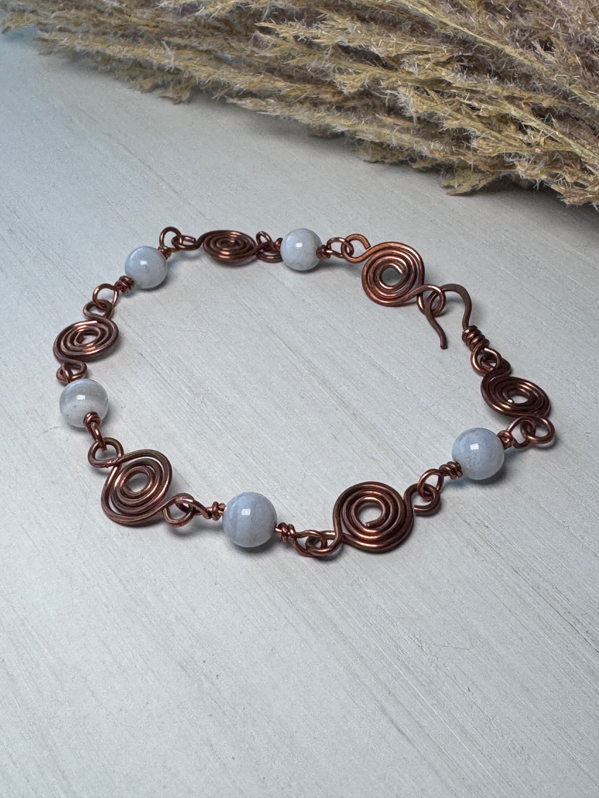 Blue Lace Agate &amp; Copper Bracelet