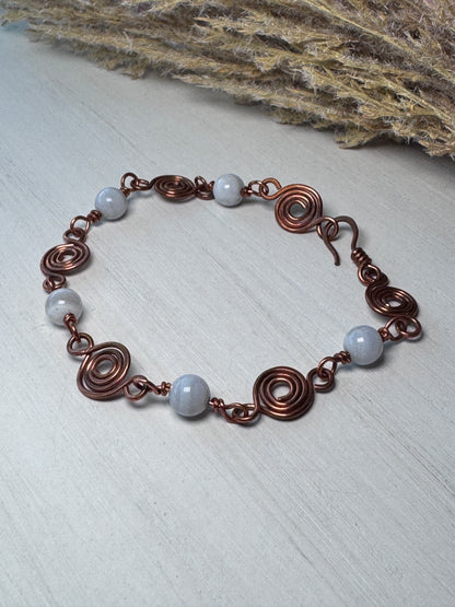 Blue Lace Agate &amp; Copper Bracelet