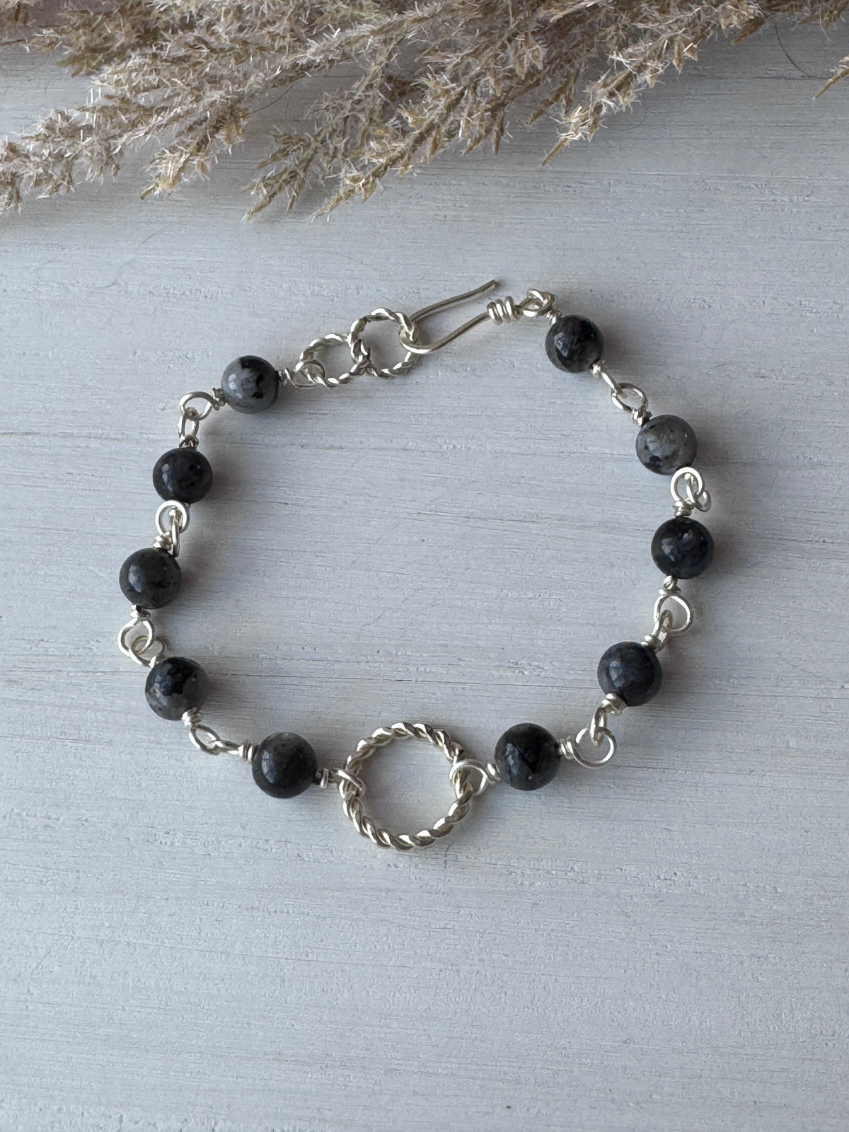 Twisted Silver Labradorite Bracelet
