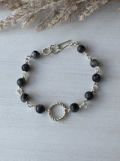 Twisted Silver Labradorite Bracelet
