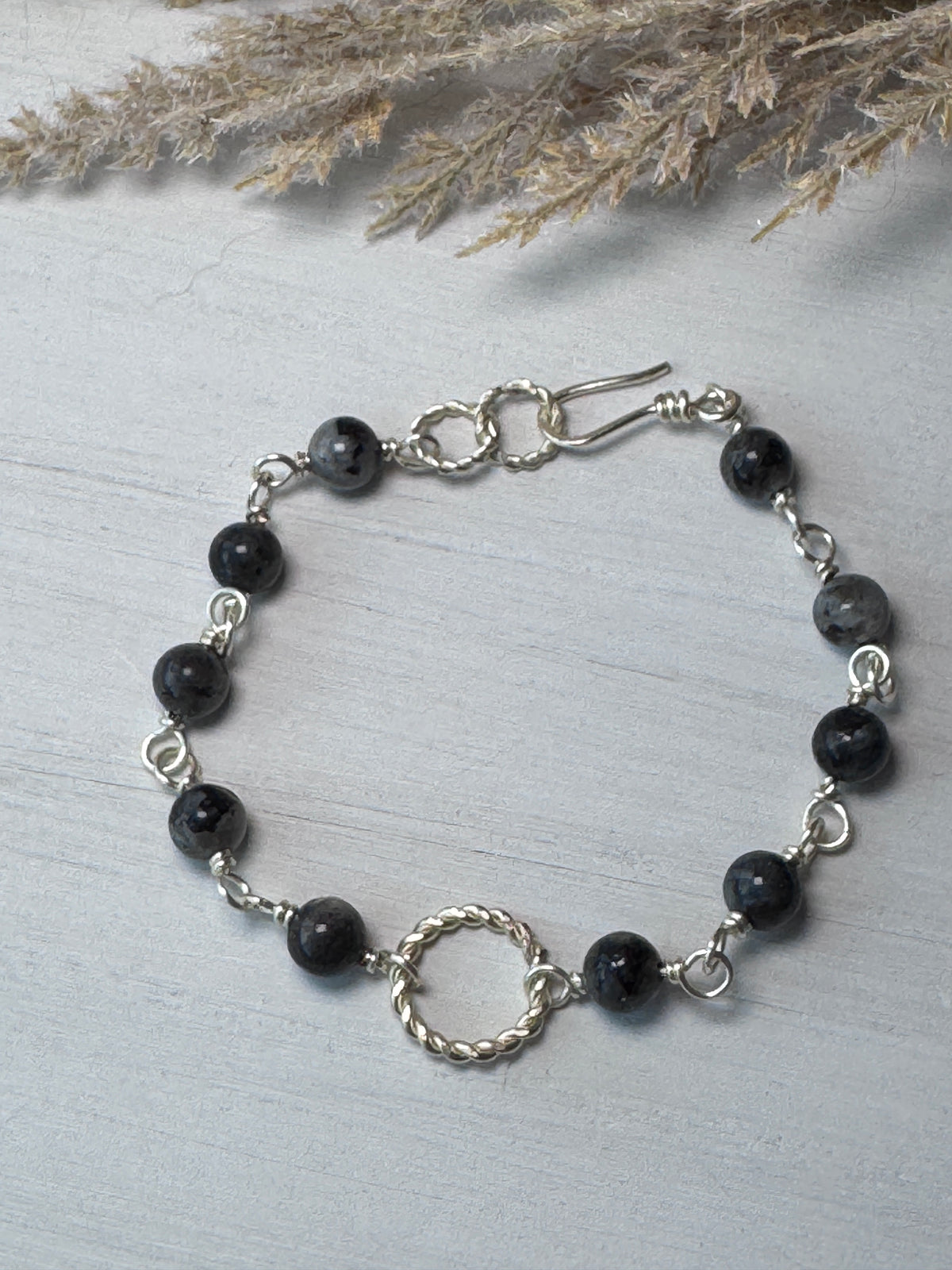 Twisted Silver Labradorite Bracelet