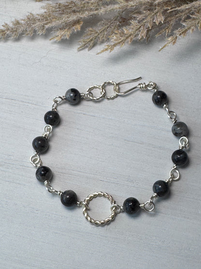 Twisted Silver Labradorite Bracelet