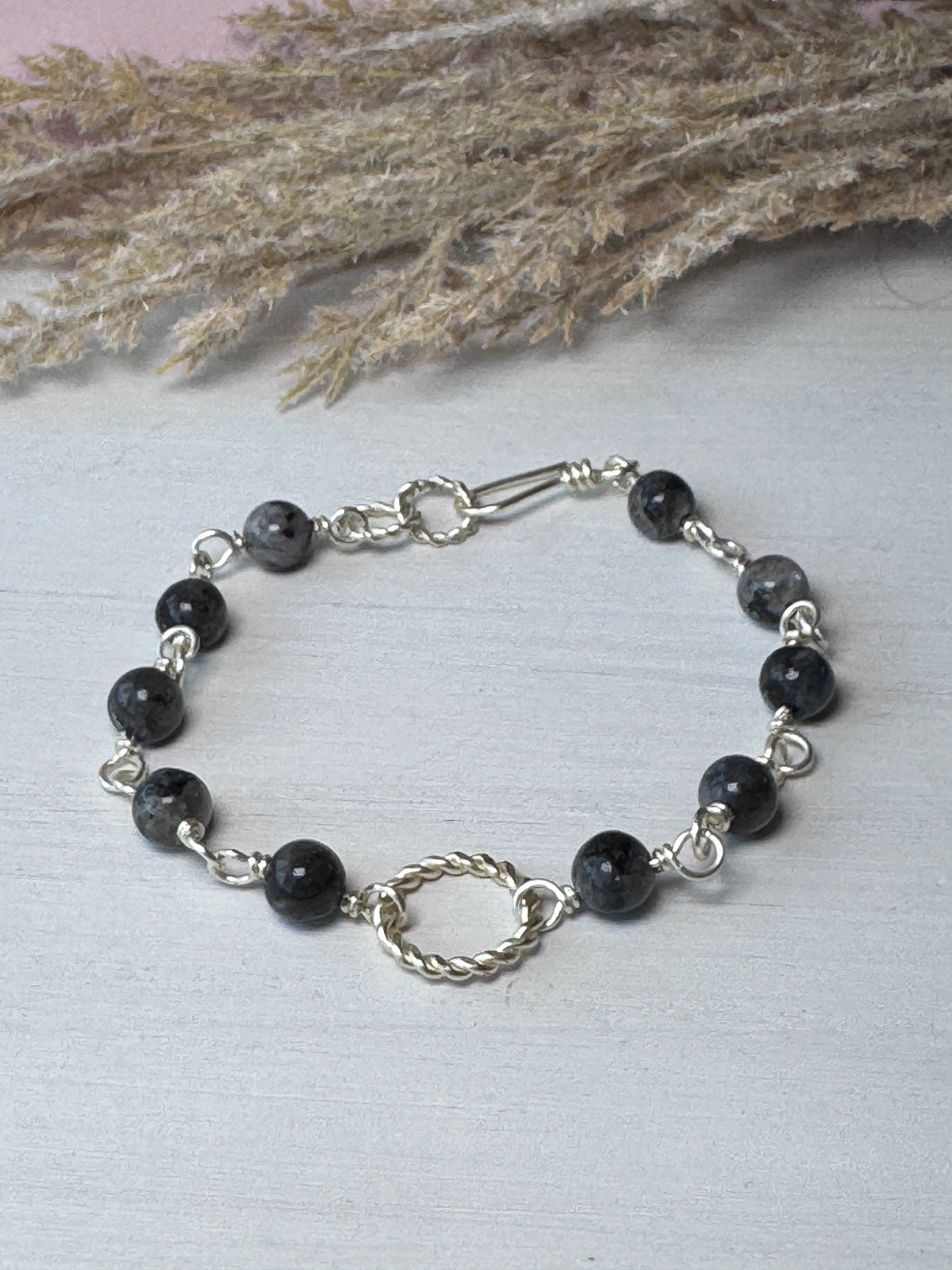 Twisted Silver Labradorite Bracelet