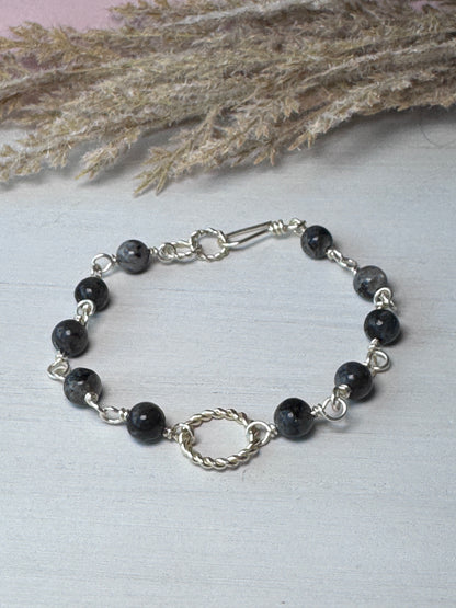 Twisted Silver Labradorite Bracelet