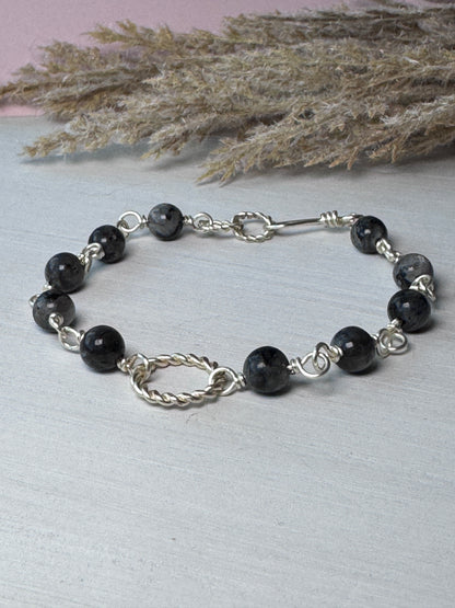 Twisted Silver Labradorite Bracelet