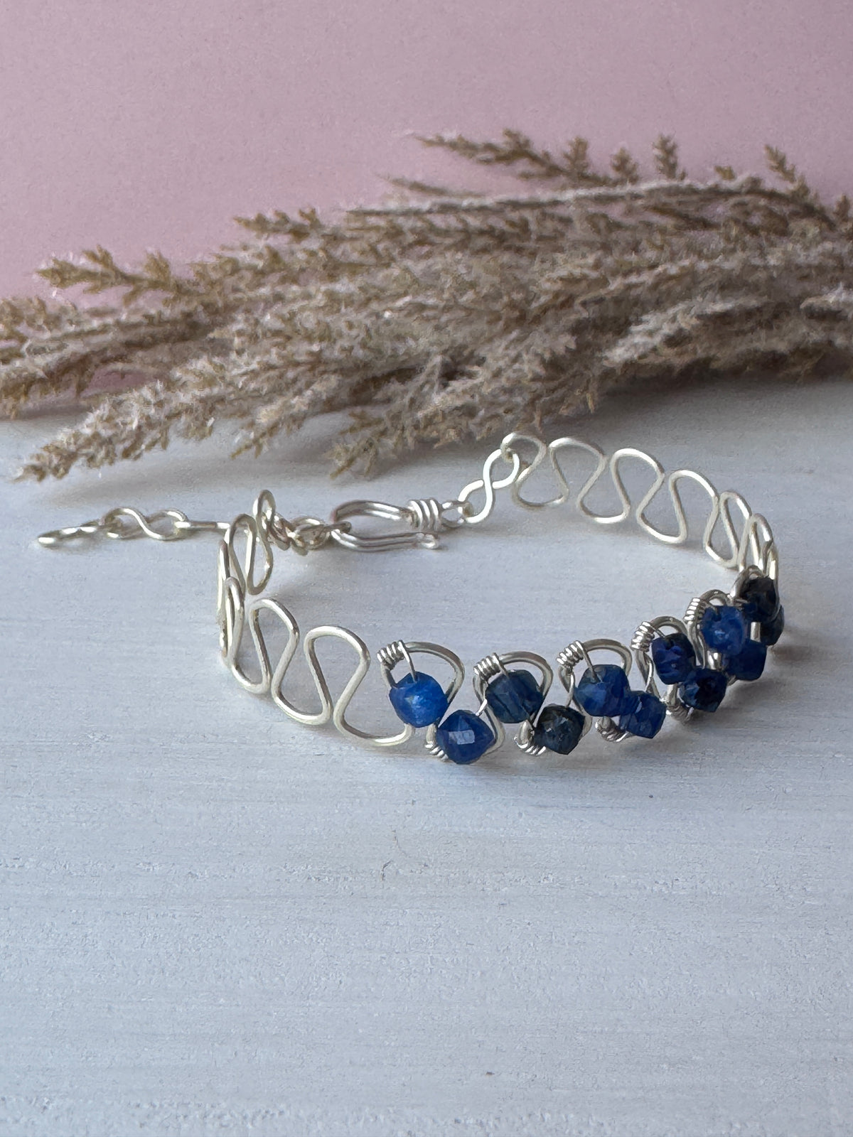 Wavy Silver Kyanite Cuff Bracelet