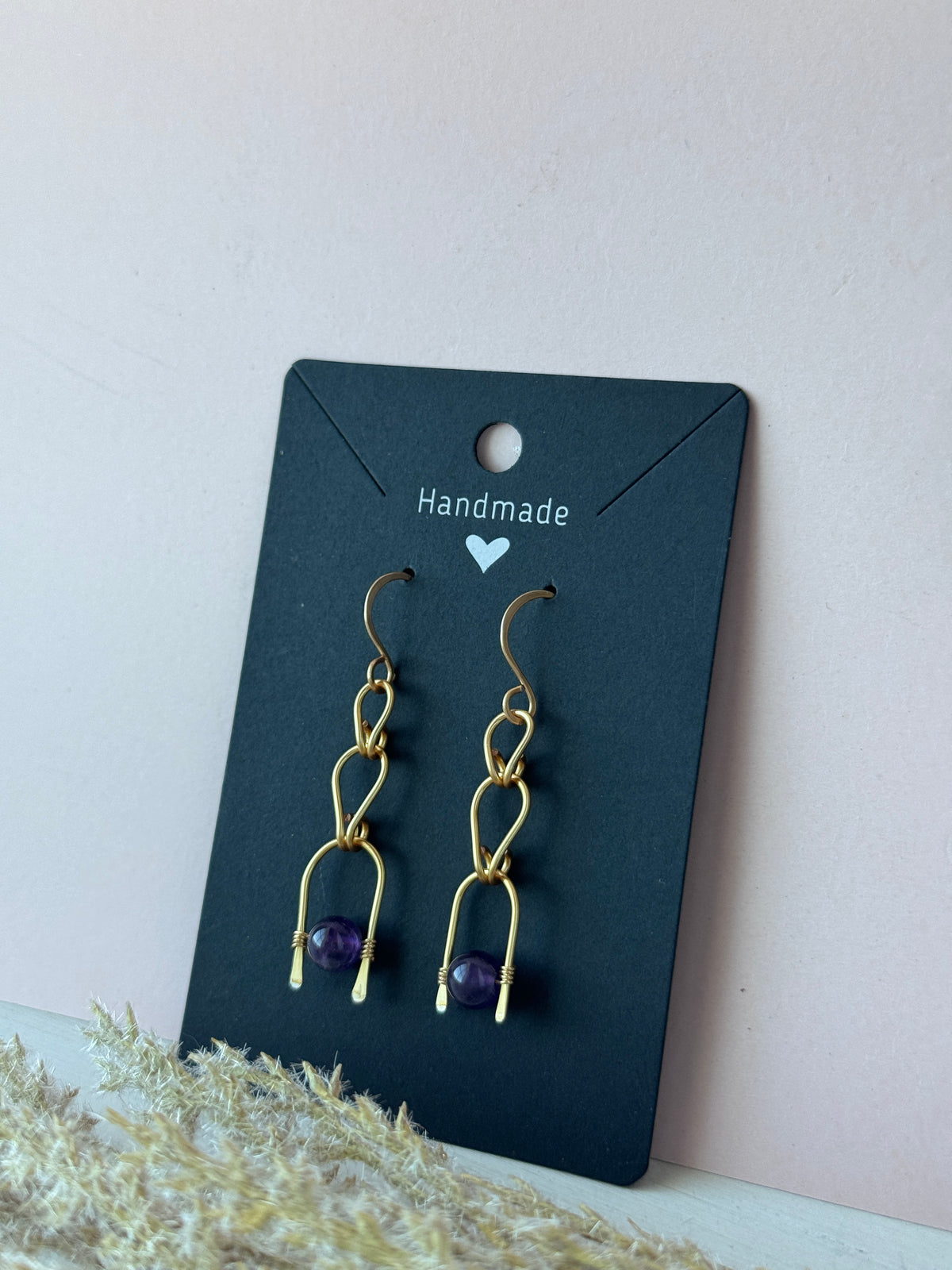 Dainty Gold Amethyst Earrings