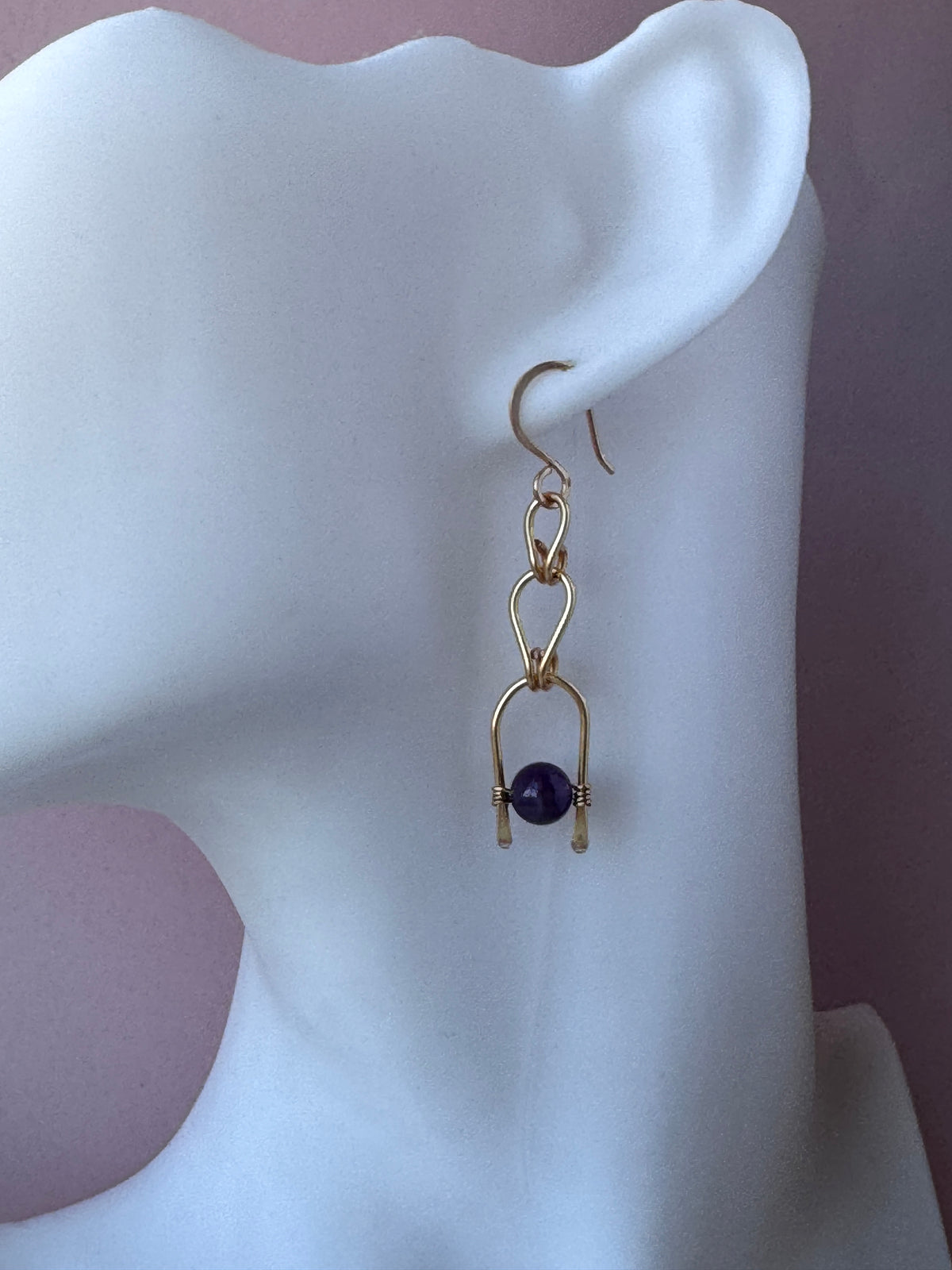 Dainty Gold Amethyst Earrings