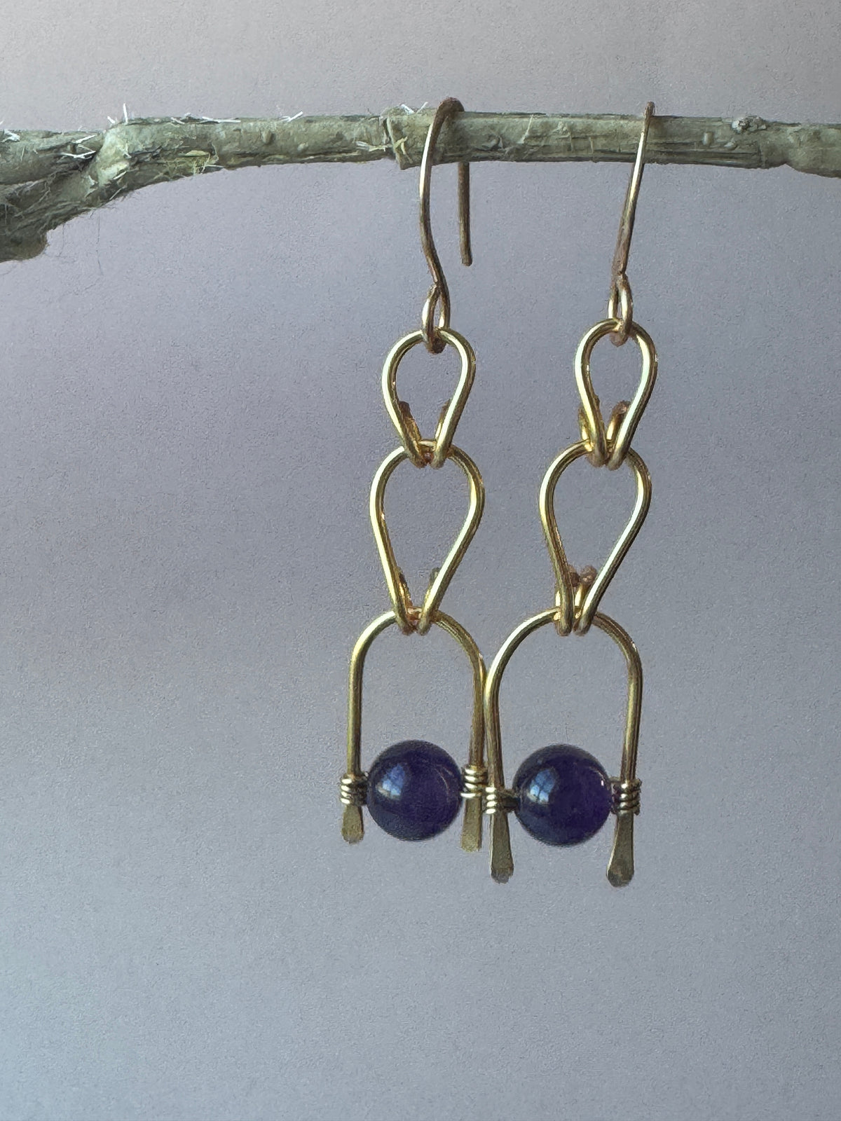 Dainty Gold Amethyst Earrings
