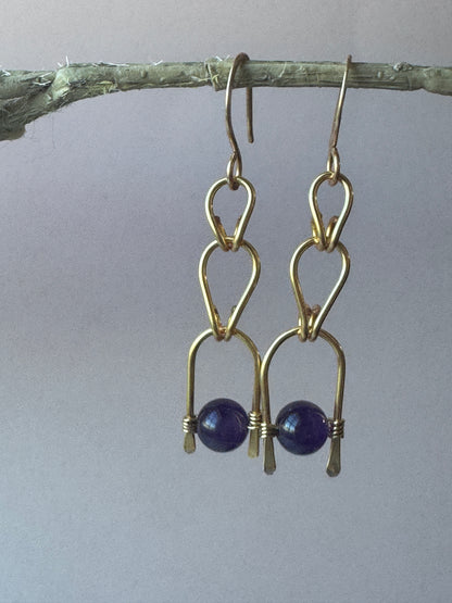 Dainty Gold Amethyst Earrings