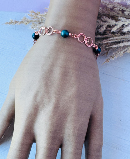 Blue Tigers Eye Copper Bracelet