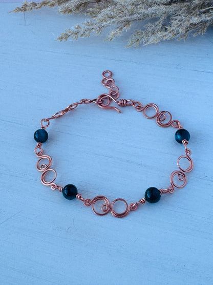 Blue Tigers Eye Copper Bracelet