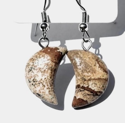 1 Pair of Picasso Jasper Moon Earrings