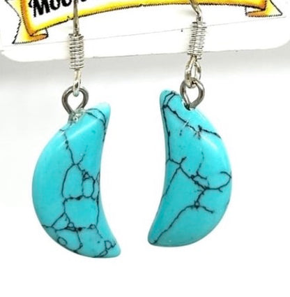 1 Pair of Blue Howlite Moon Earrings