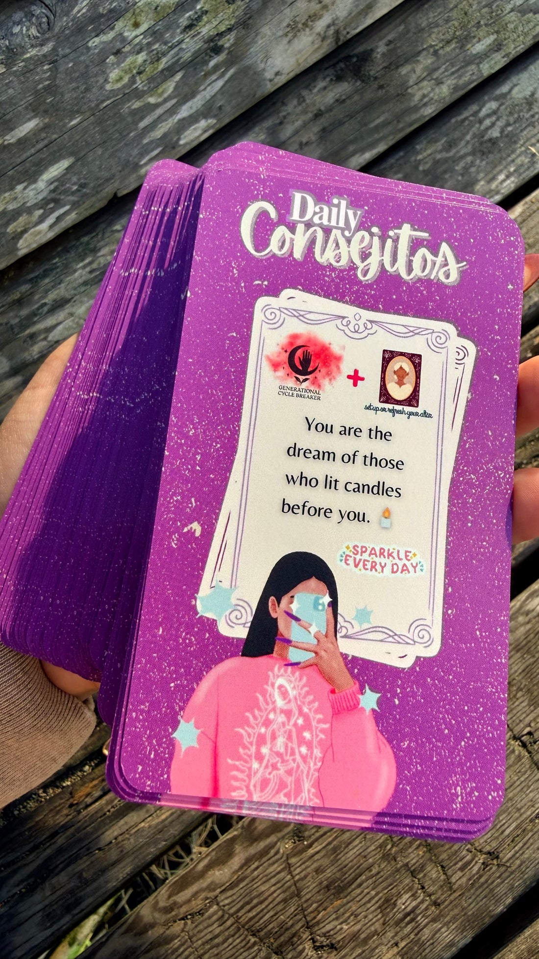 Front of oracle card - each card will include a different message and theme