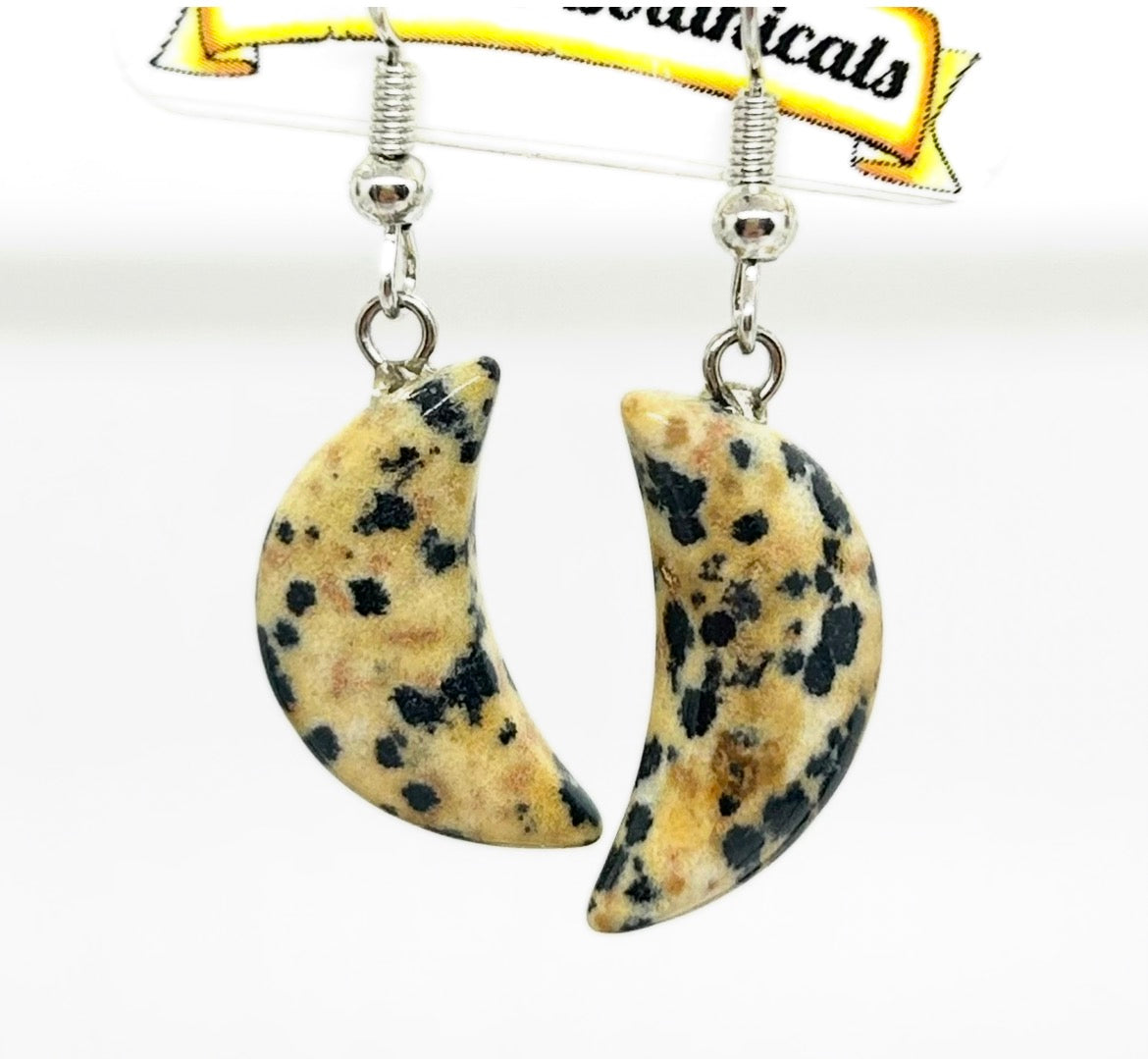 1 Pair of Dalmatian Jasper Moon Earrings