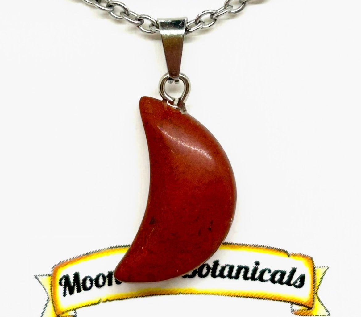 Red Jasper Crystal Moon Necklace