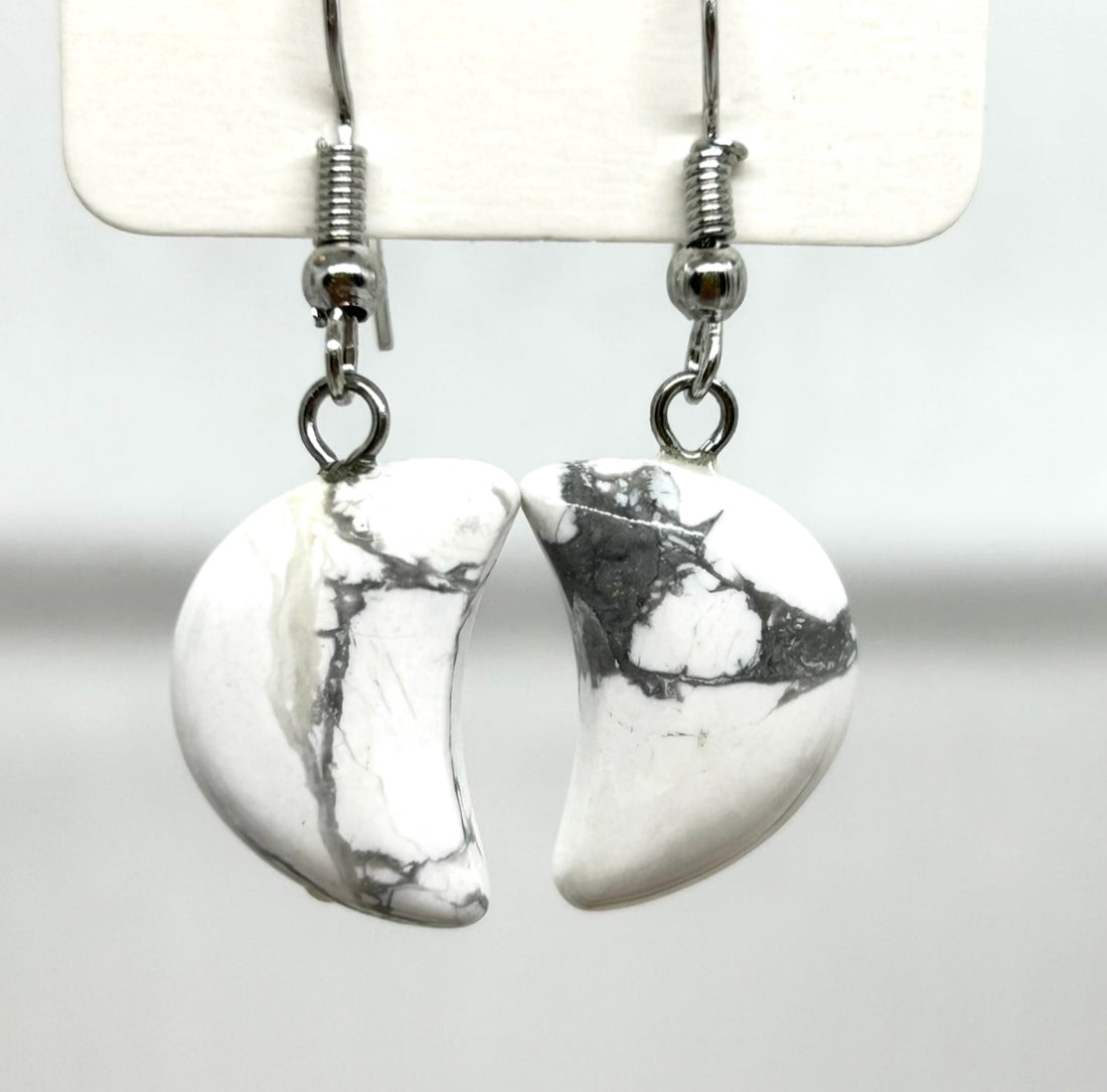 1 Pair of Howlite Moon Earrings