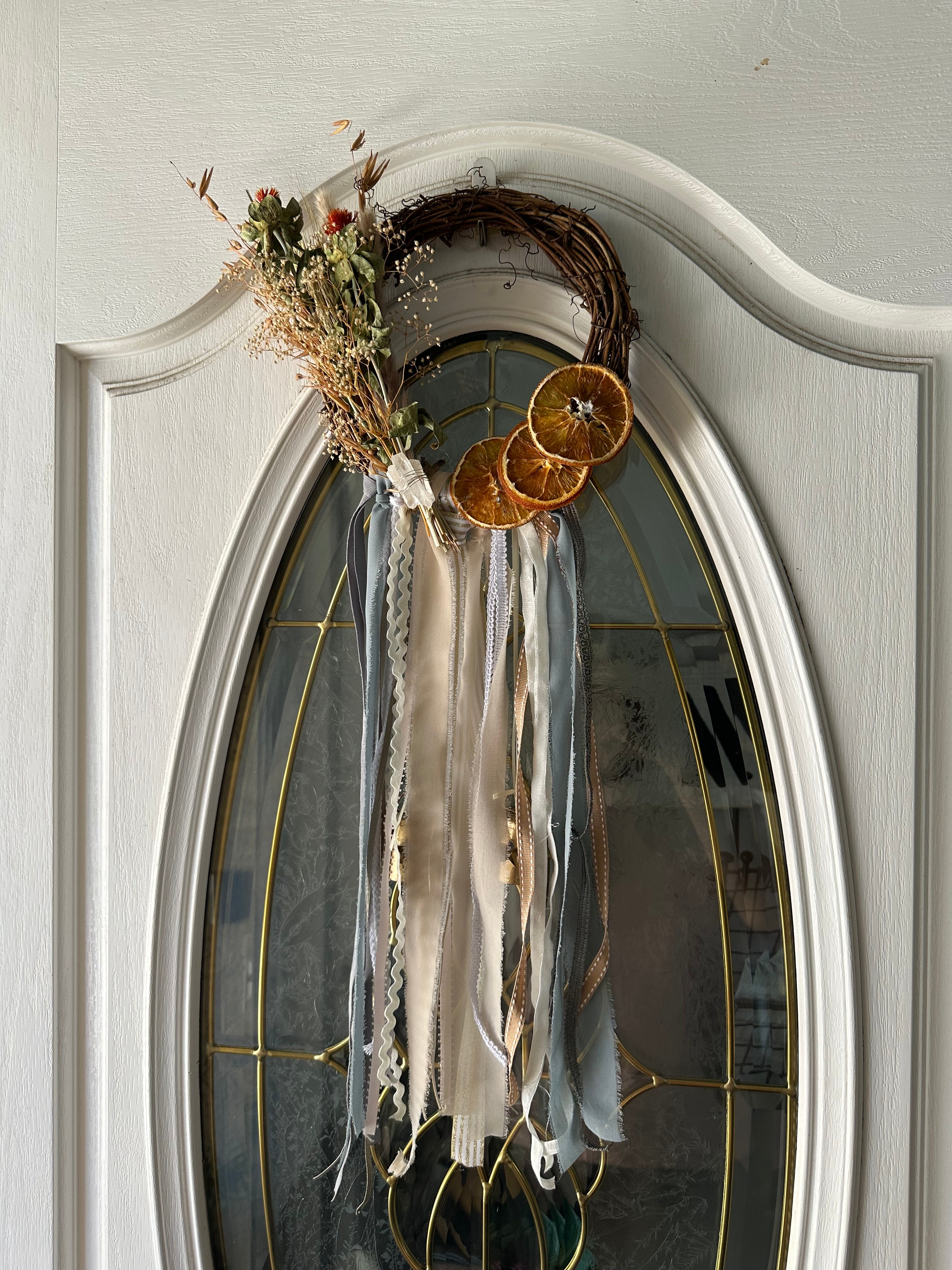 Handmade Witch Bells Grapevine Wreath | Selenite Crystal Door Hanger | Boho Decor | Wall Decor