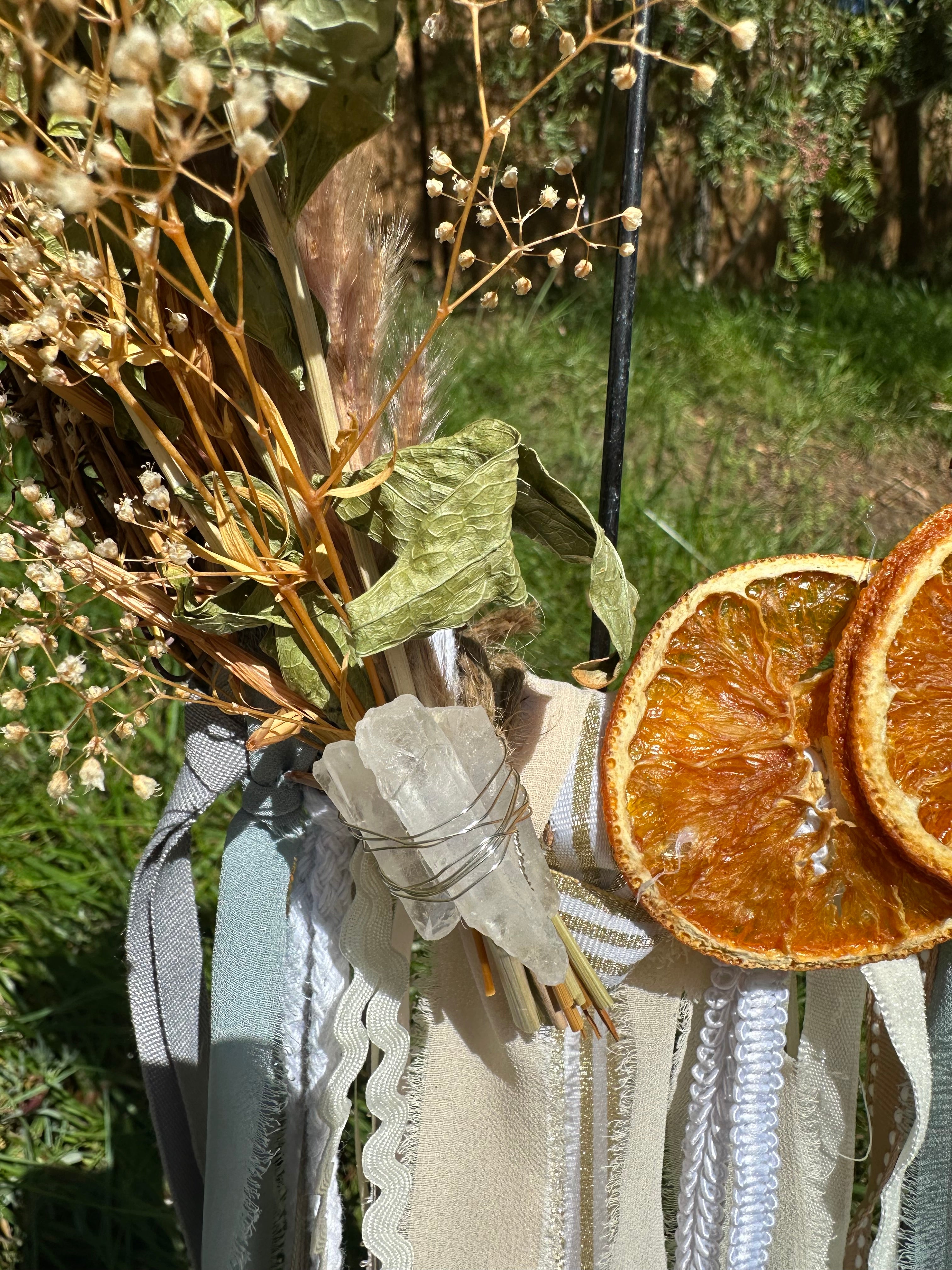 Handmade Witch Bells Grapevine Wreath | Selenite Crystal Door Hanger | Boho Decor | Wall Decor