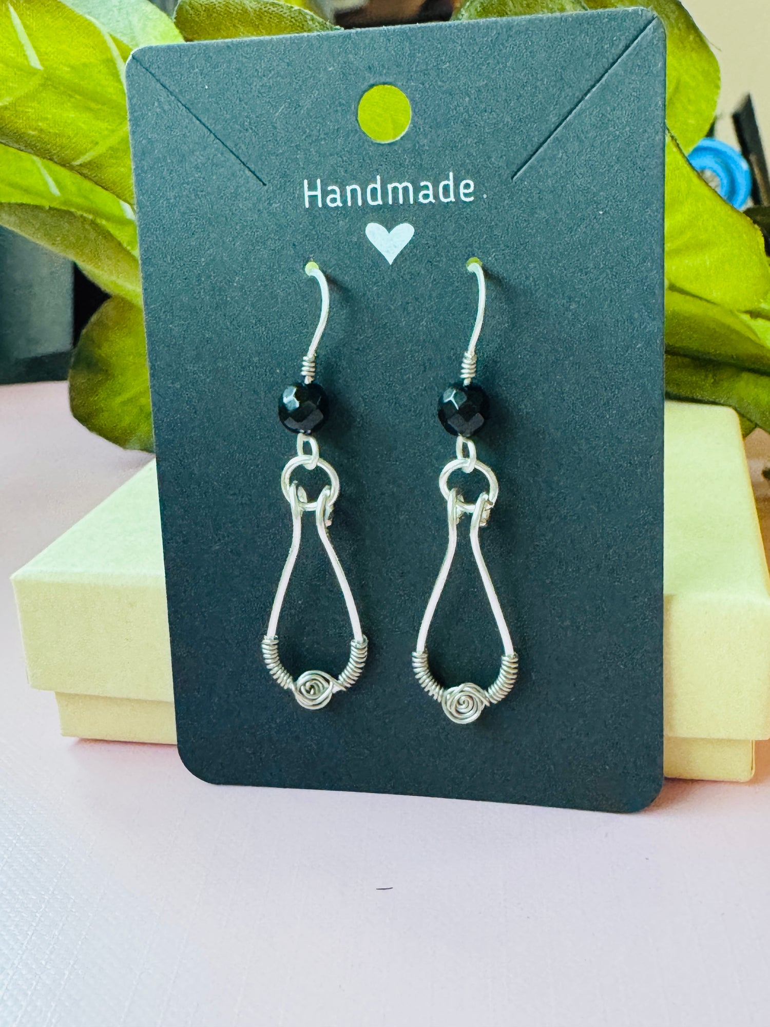 Silver Rose Earrings with Black Onyx