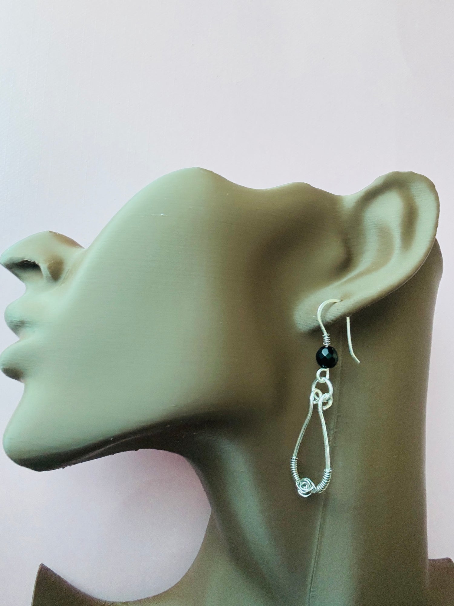 Silver Rose Earrings with Black Onyx