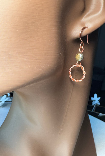 Dumortierite Copper Hoop Earrings