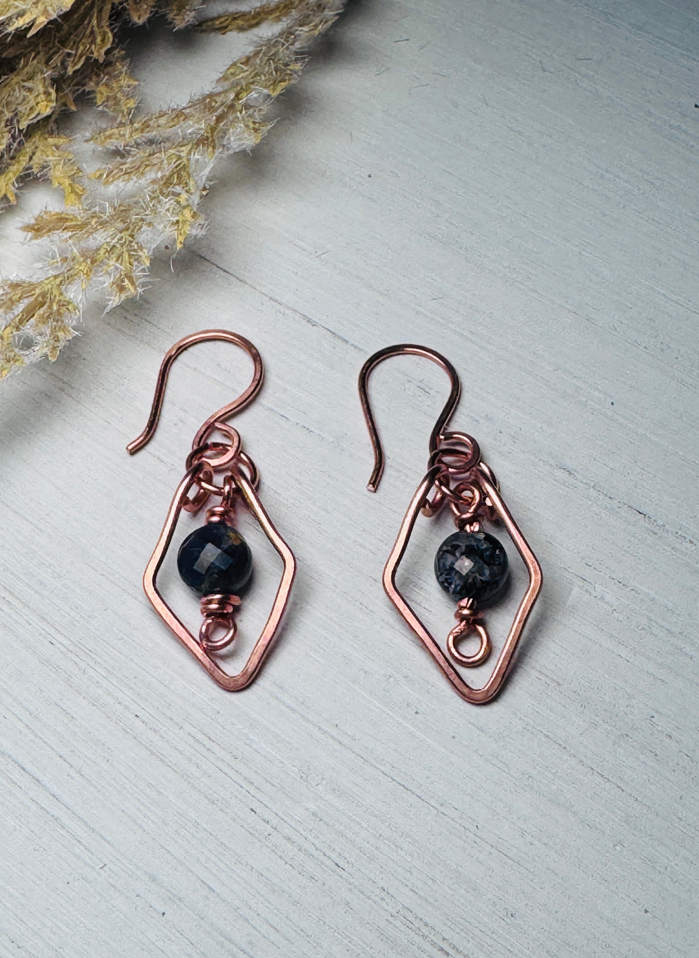 Iolite Copper Earrings