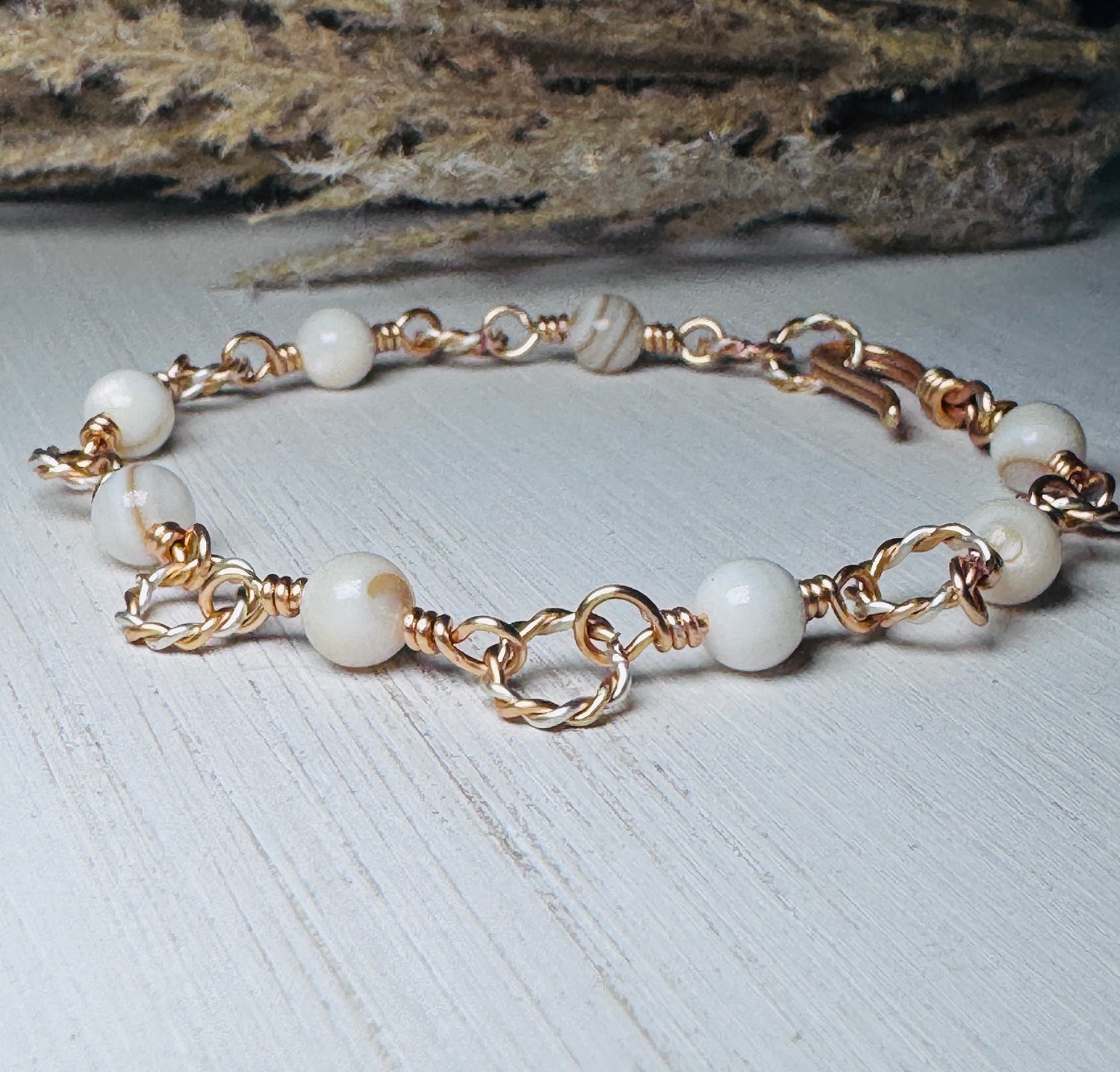 Mixed Metal Italian Onyx Bracelet