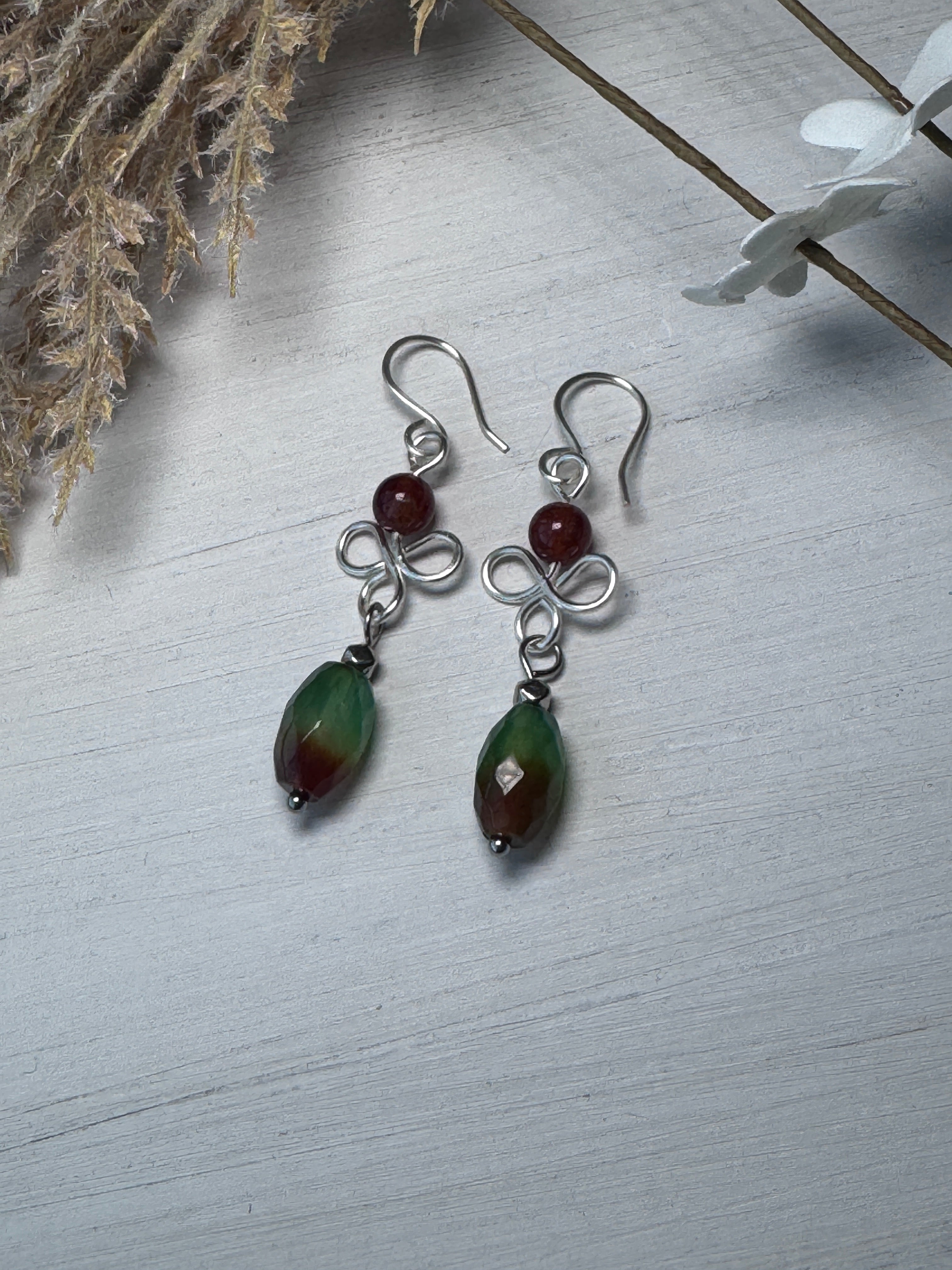 Orange Garnet &amp; Agate Spring Earrings