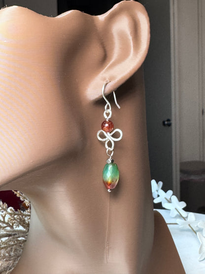 Orange Garnet &amp; Agate Spring Earrings