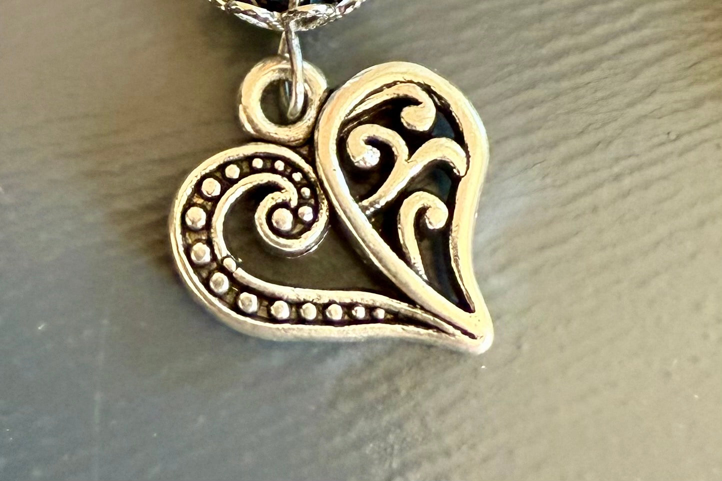 Black Obsidian Heart Charm Earrings.